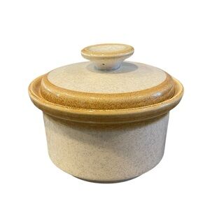 Mikasa Stone Manor F5800 Cream / Rust Speckled Sugar Bowl w/Lid Vintage Japan